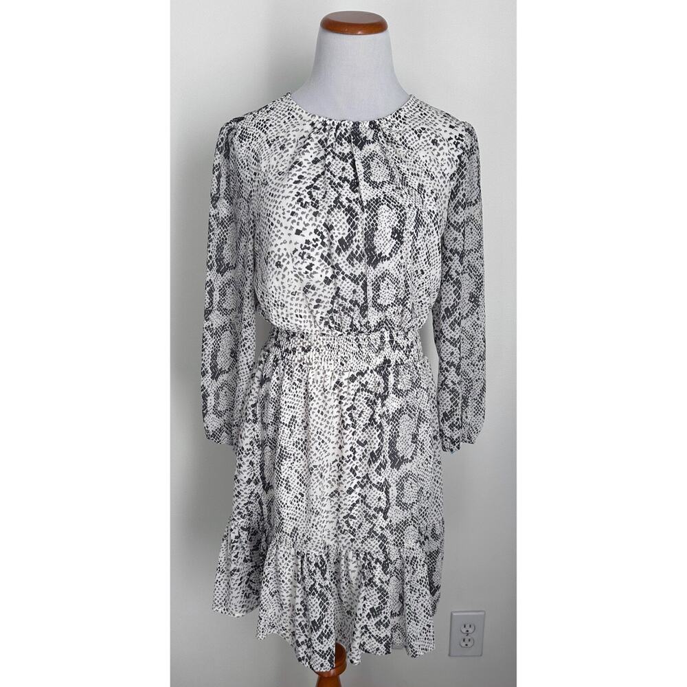 NWT! J. Crew Snakeskin Print Dress, Ruffle Hem, Elastic Waist, Lined, Size XS